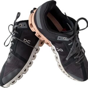 On Cloud Women’s Running Sneakers in Black, Pink and Beige